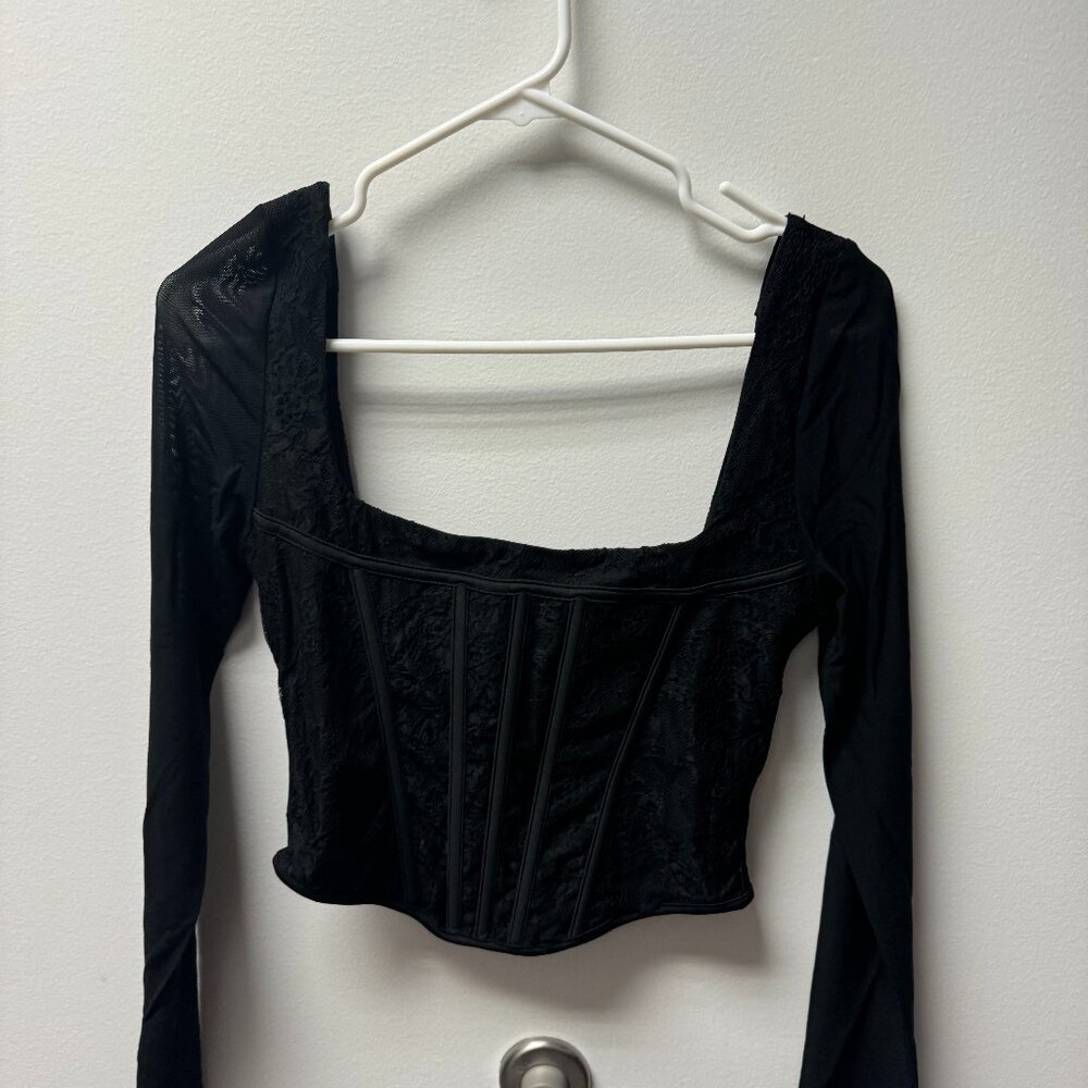 White Fox long sleeve corset top